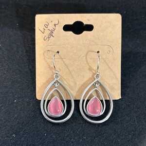 Lia Sophia Silver and Pink Teardrop Earrings